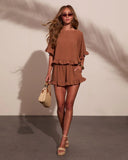 Sun Flare Ruffle Cape Style Top