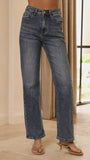 Zana Straight Leg Jeans Mid Blue
