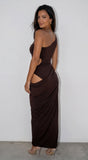 Valezza Cut Out Maxi Dress Brown