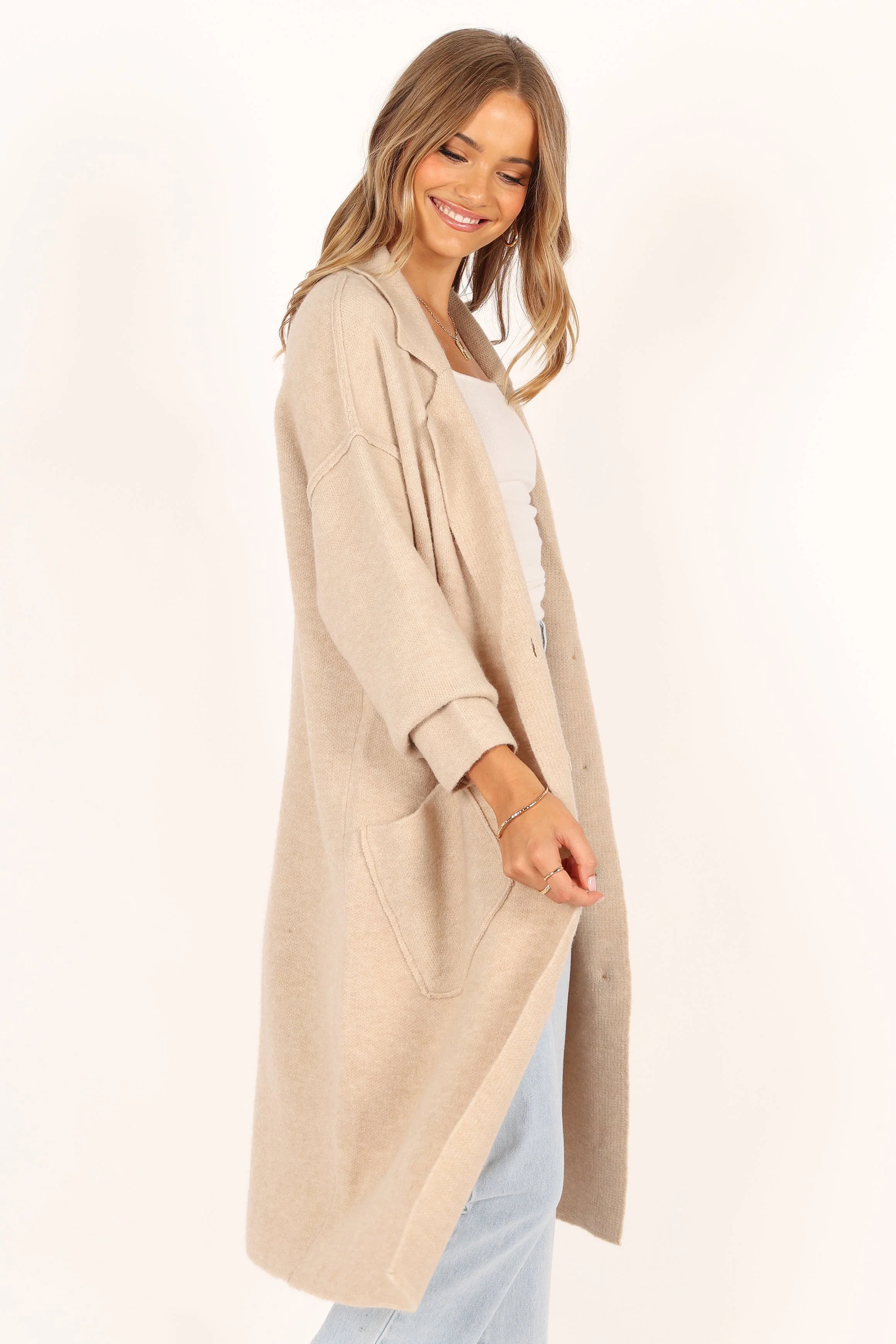 Ivy Button Front Coatigan Oatmeal