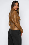 Classic Babe PU Jacket Tan