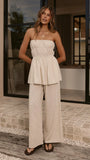 Maison Strapless Top Pants Set Oat