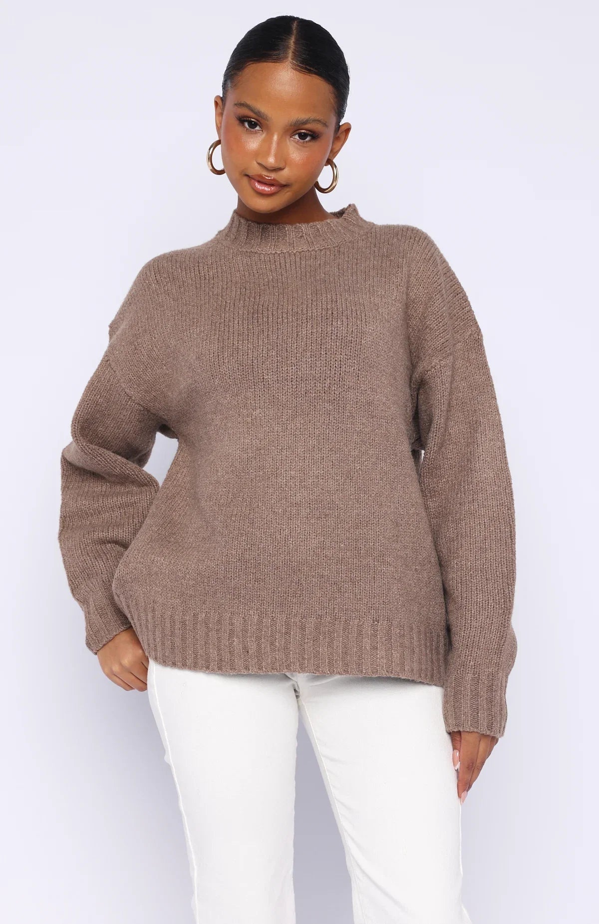 Apres Ski With Me Knit Sweater Taupe