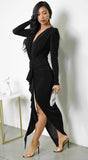 Azra Metallic Maxi Dress Black