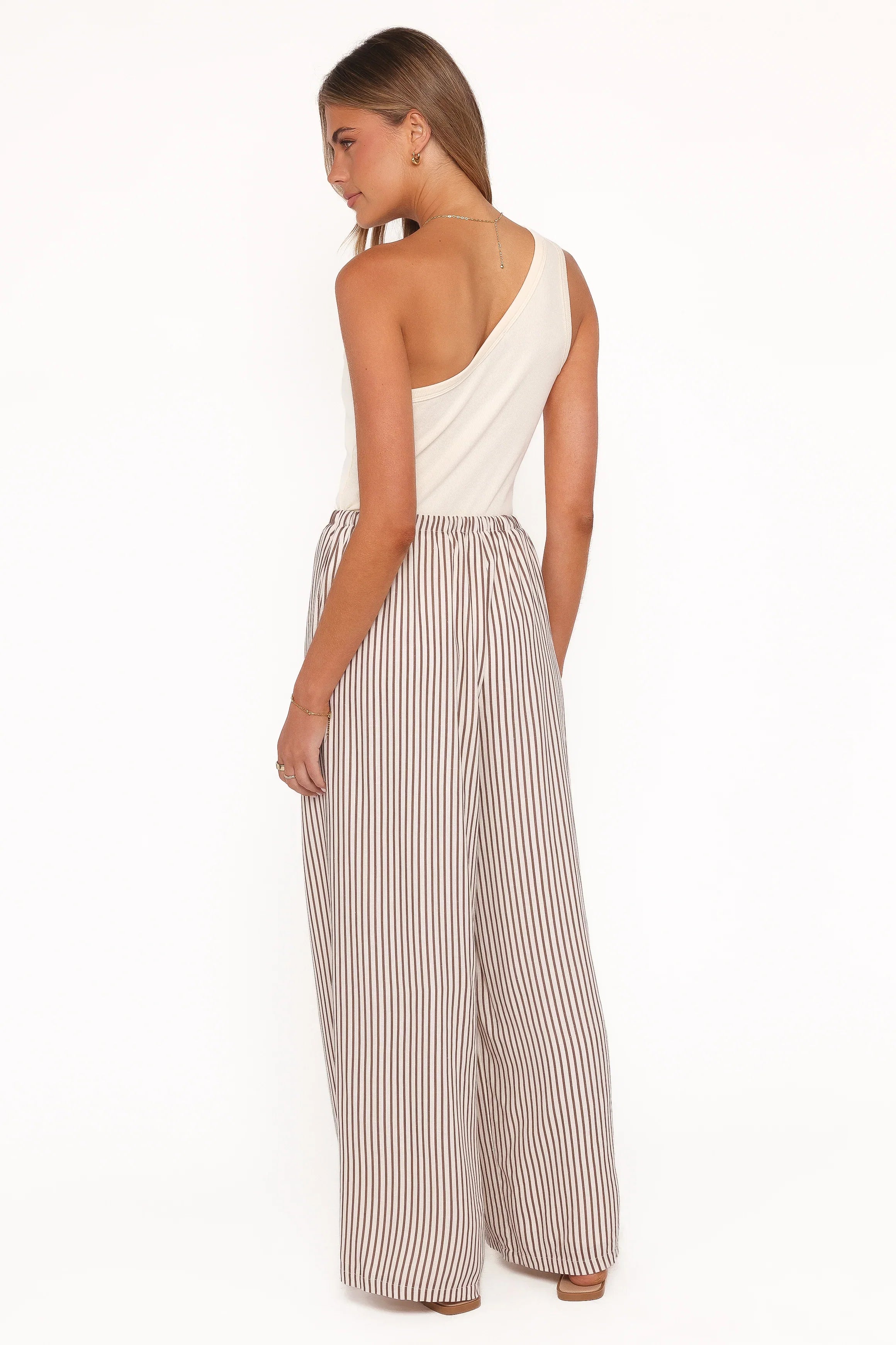 Elowen Wide Leg Pants Brown Stripe