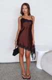 Reminders Of Me Lace Trim Mini Dress Chocolate Black