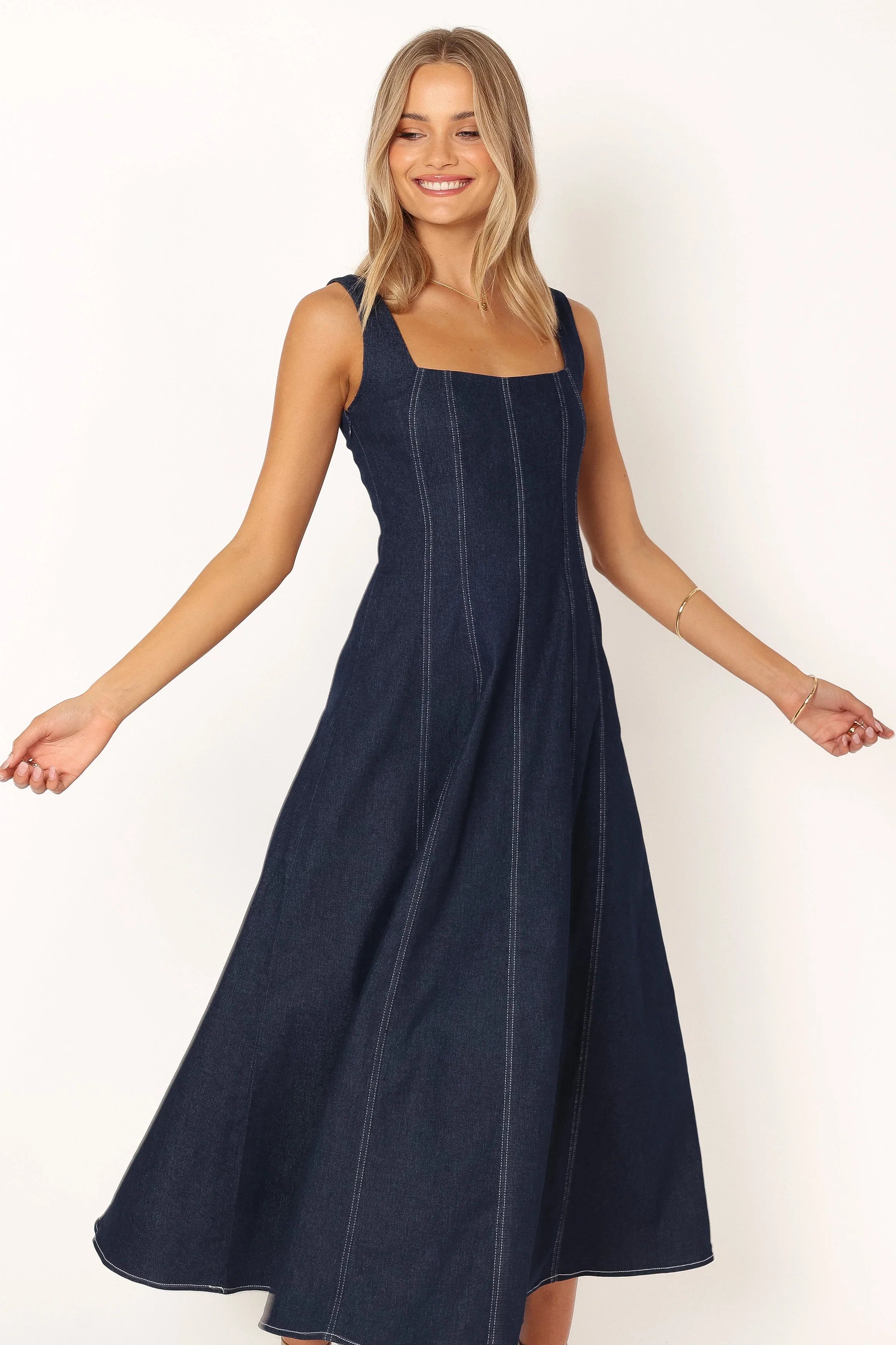 Callum Midi Dress Dark Denim