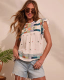 Abelia Abstract Embroidered Top