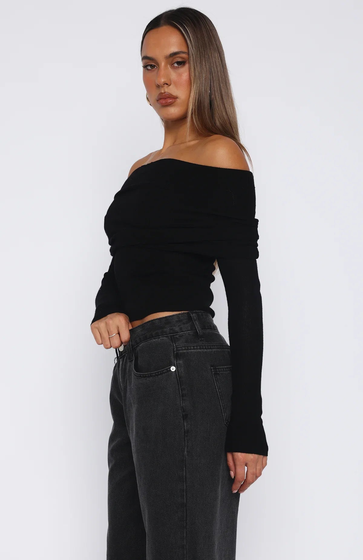 Take The Reigns Long Sleeve Top Black