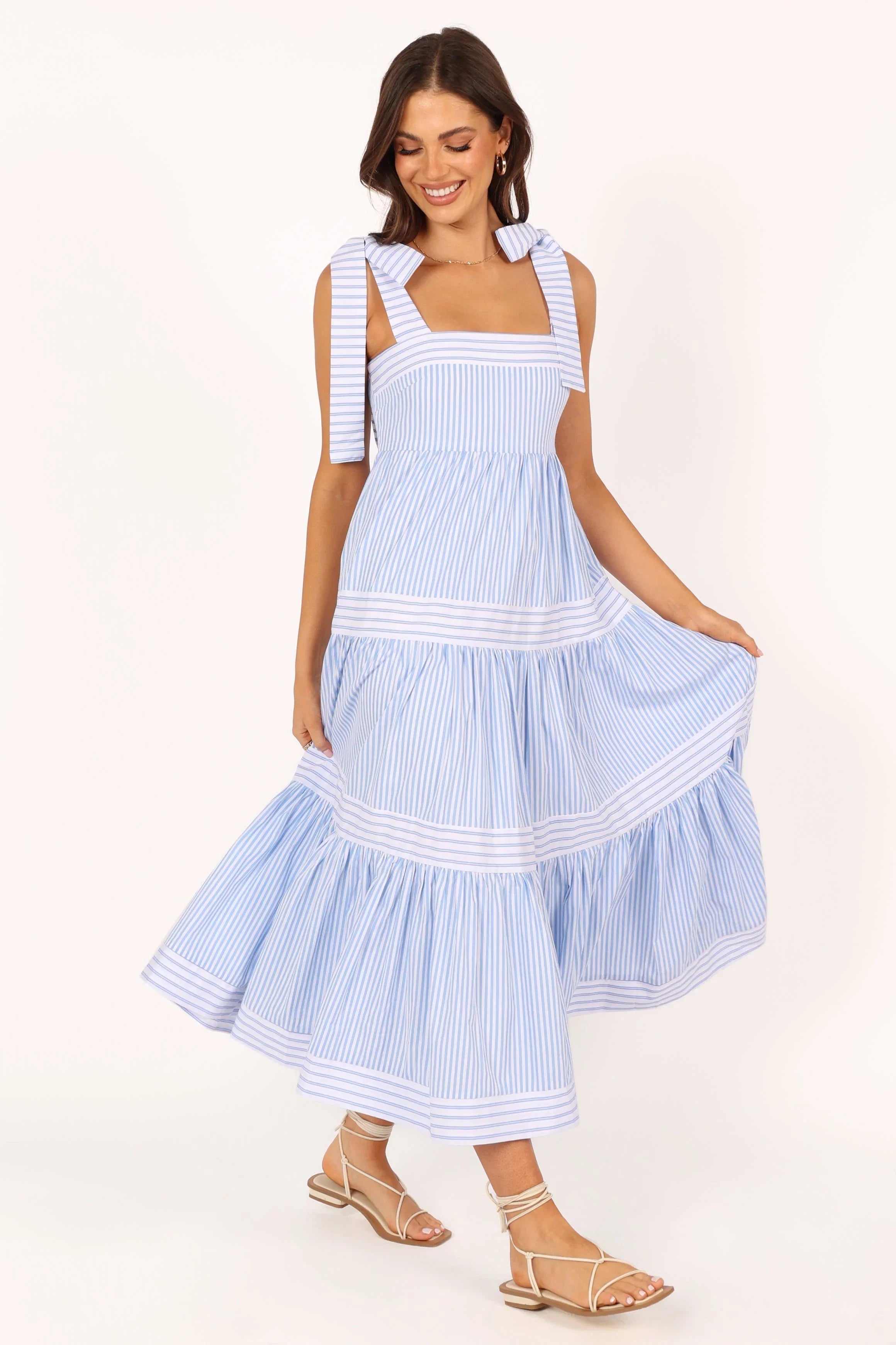 Bella Maxi Dress Blue Stripe