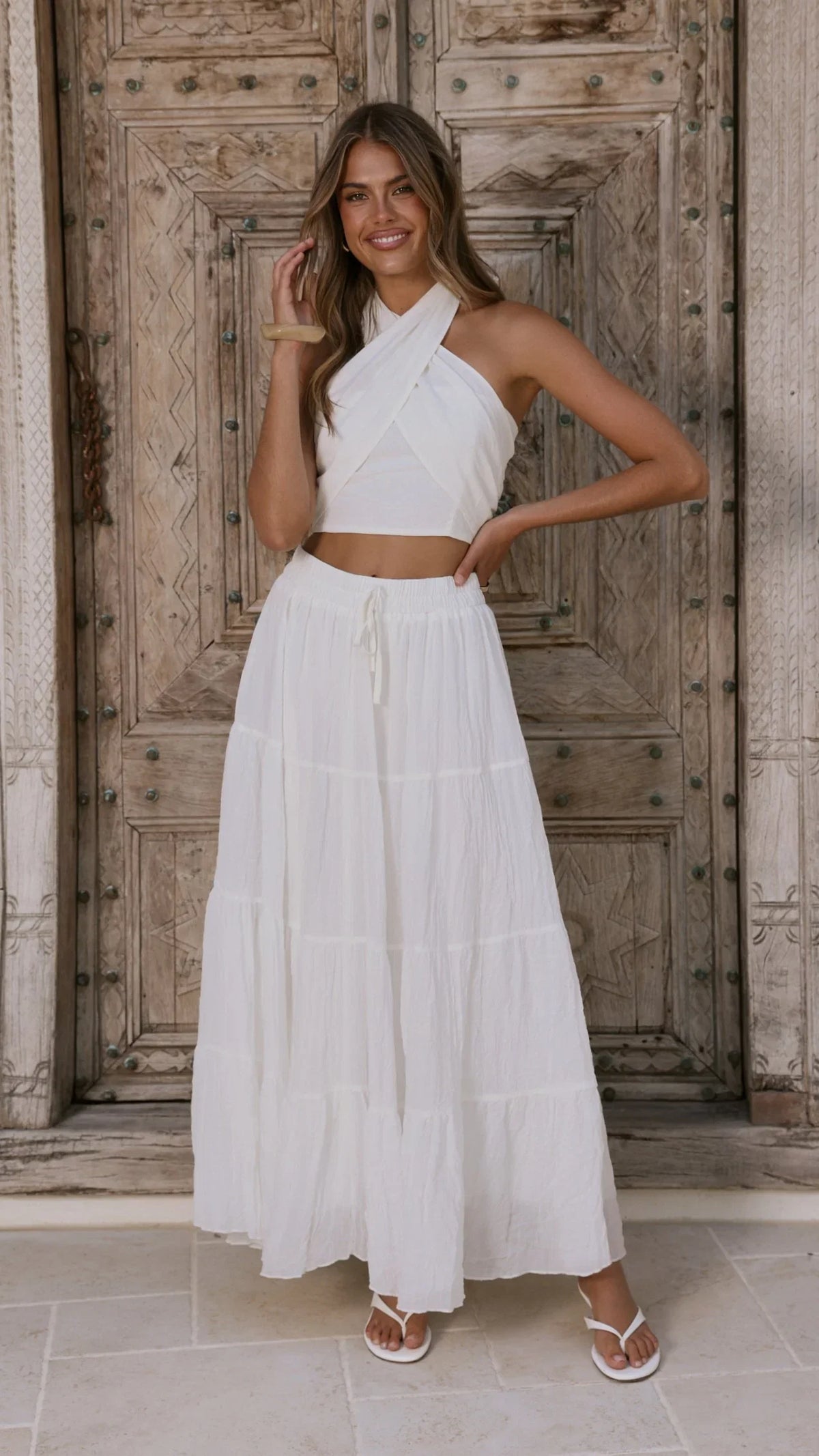 Cartier Tiered Maxi Skirt White