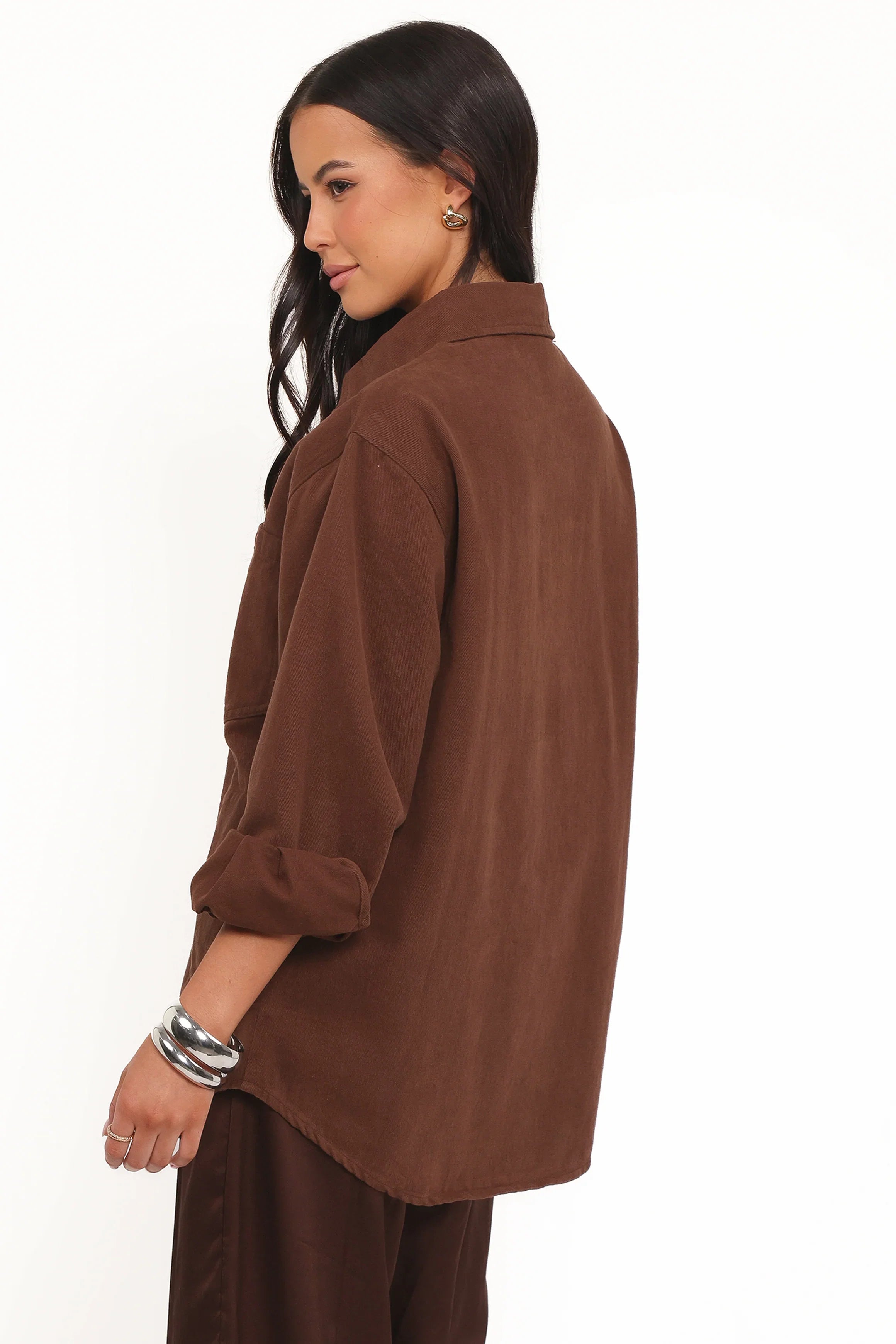 Toto Denim Shacket Chocolate Brown