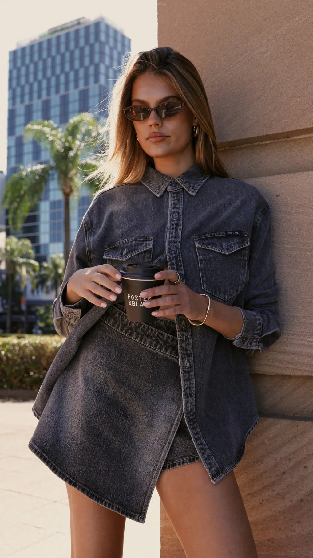 Rollas Classic Denim Shirt Black Stone