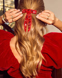 Maisey Velvet Embellished Bow Hair Barrette
