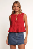 Delia Pleat Tie Top Red