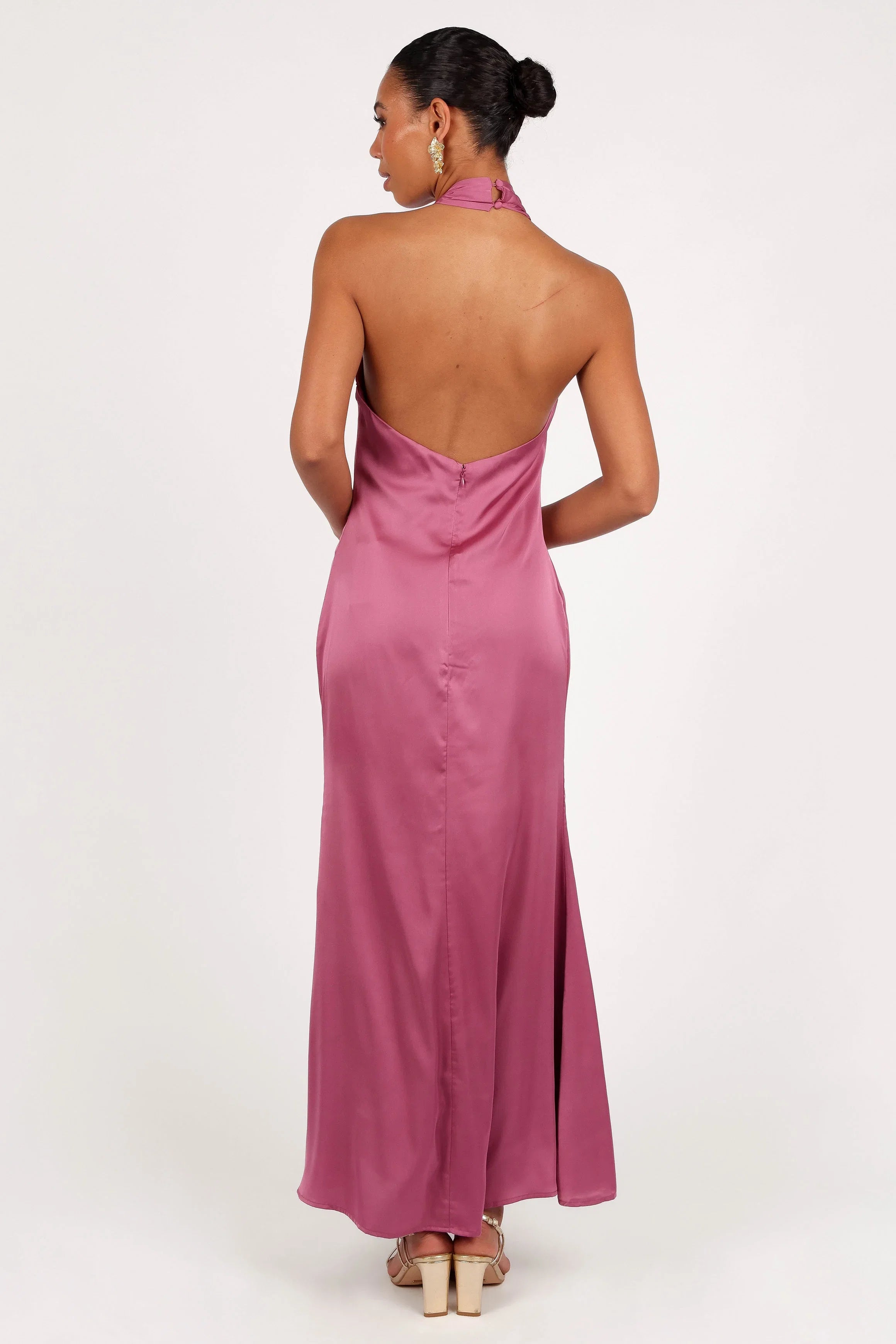 Mila Halterneck Maxi Dress Dark Rose