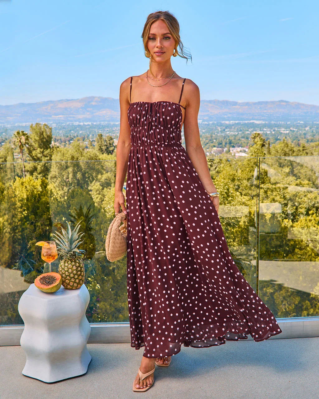Joyelle Polka Dot Maxi Dress