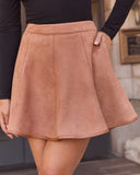 Acoria Pleated Suede Mini Skirt