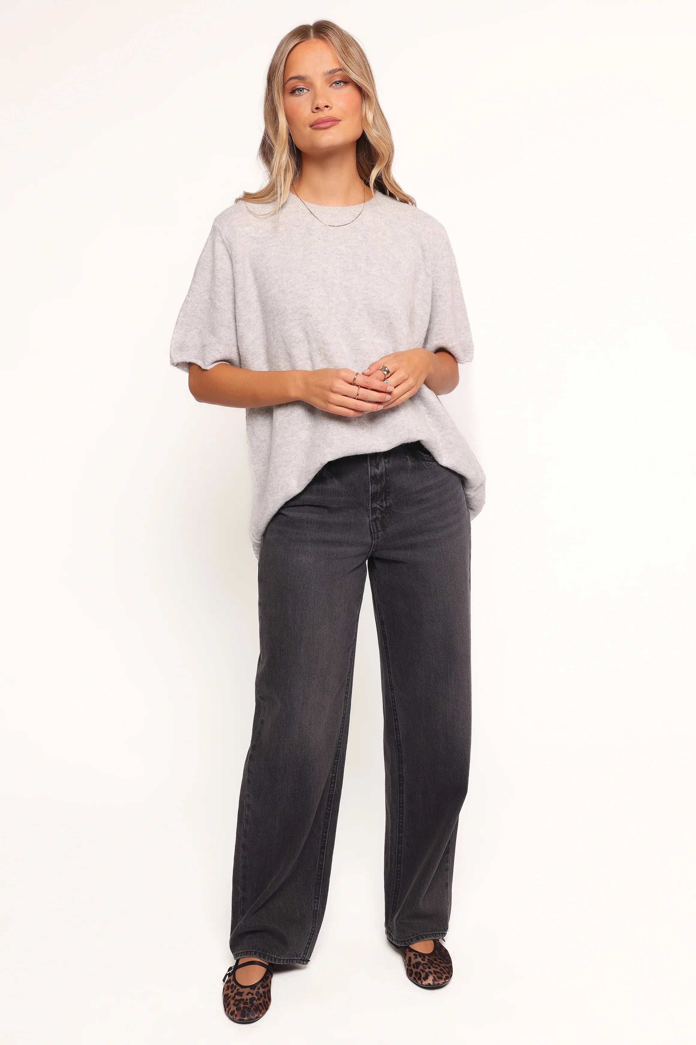 Morris Short Sleeve Oversized Sweater Tee Grey