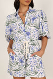 Annie Linen Romper Blue Floral