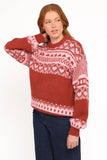 Zinnia Fairisle Knit Sweater Red
