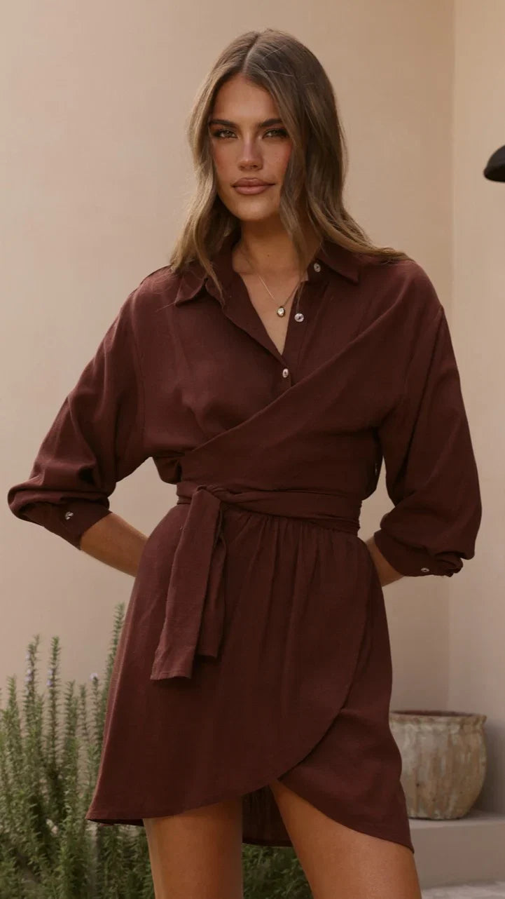 Zaida Shirt Mini Dress Chocolate