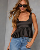 Mellow Dusk Satin Peplum Top