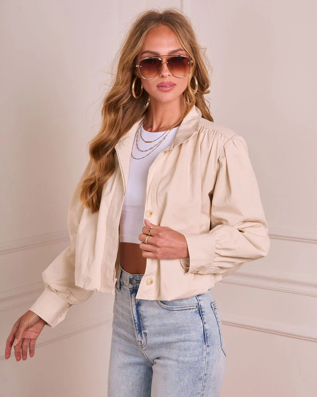 Cool Mornings Bubble Hem Bomber Jacket