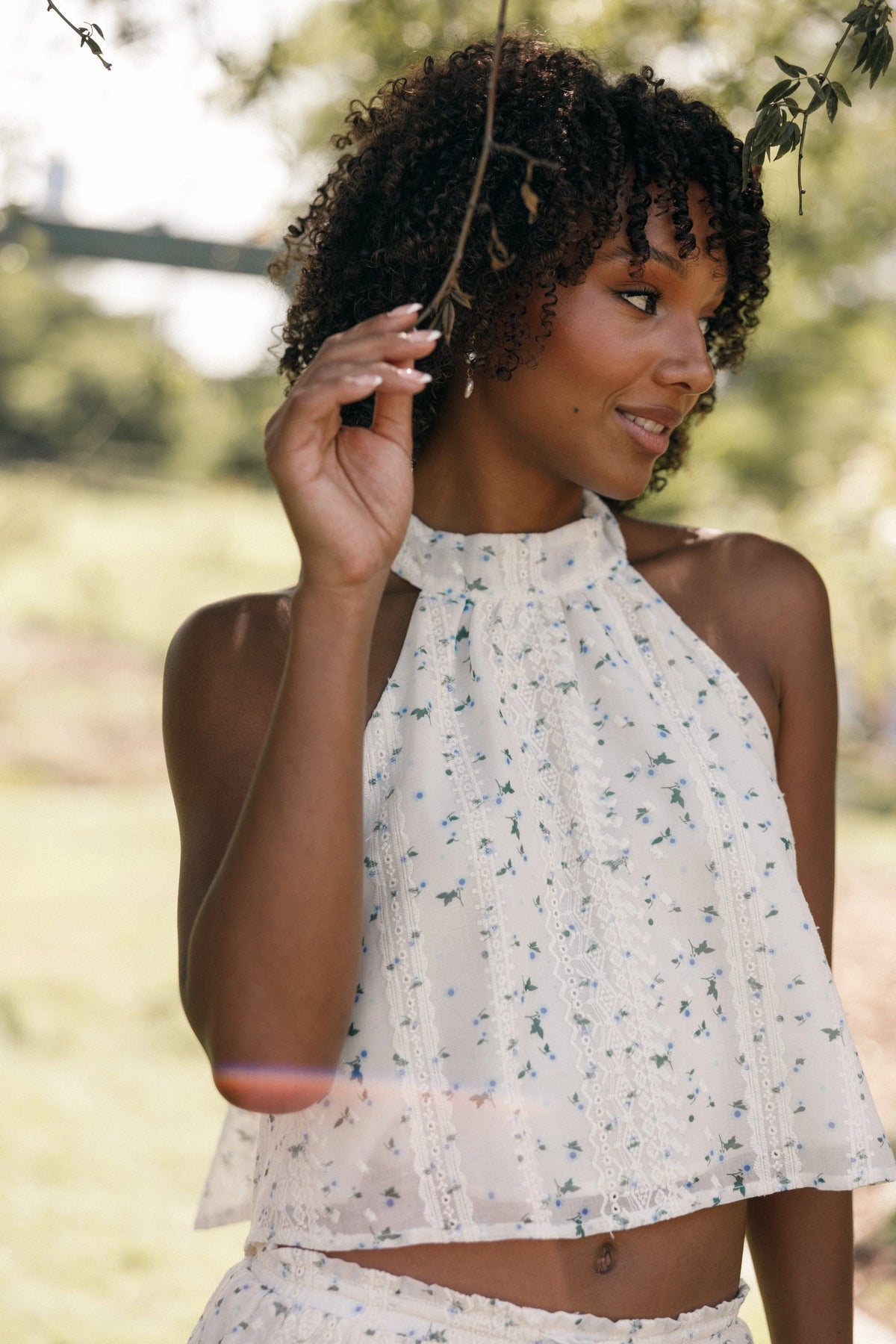 Willa Halterneck Top Blue Floral