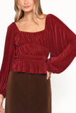 Ceppia Plisse Top Burgundy