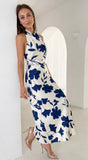 Coastal Muse Floral Maxi Dress Blue Multi