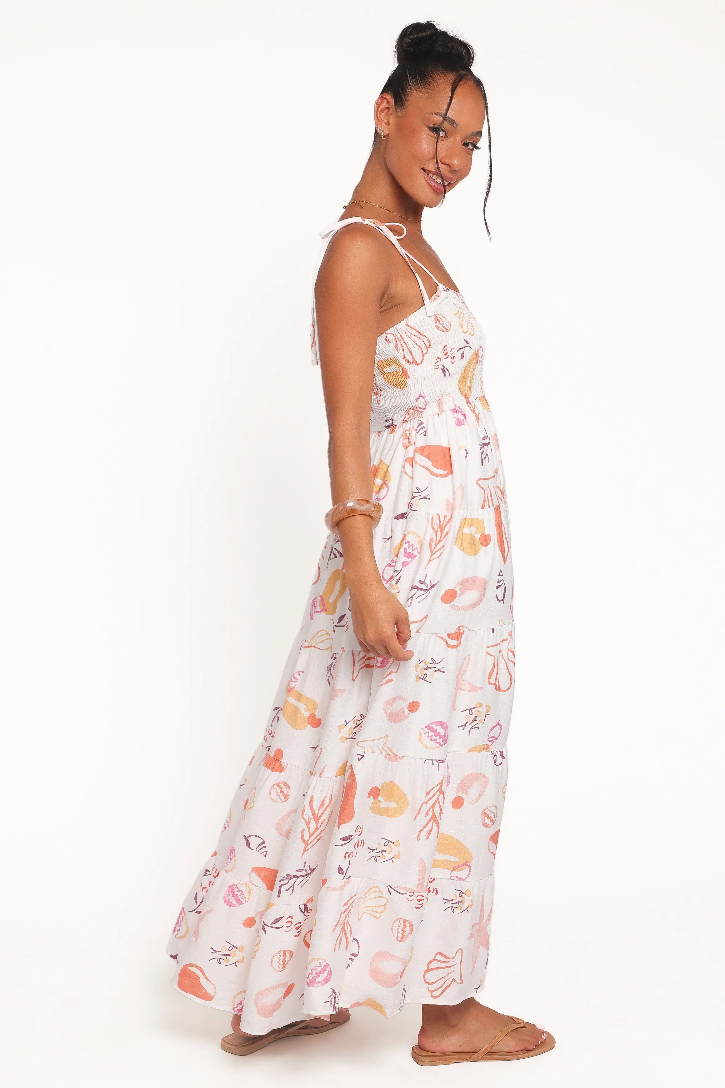 Bairbre Maxi Dress Pink Beach Print