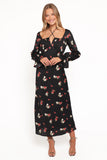 Pauline Long Sleeve Maxi Dress Black Floral