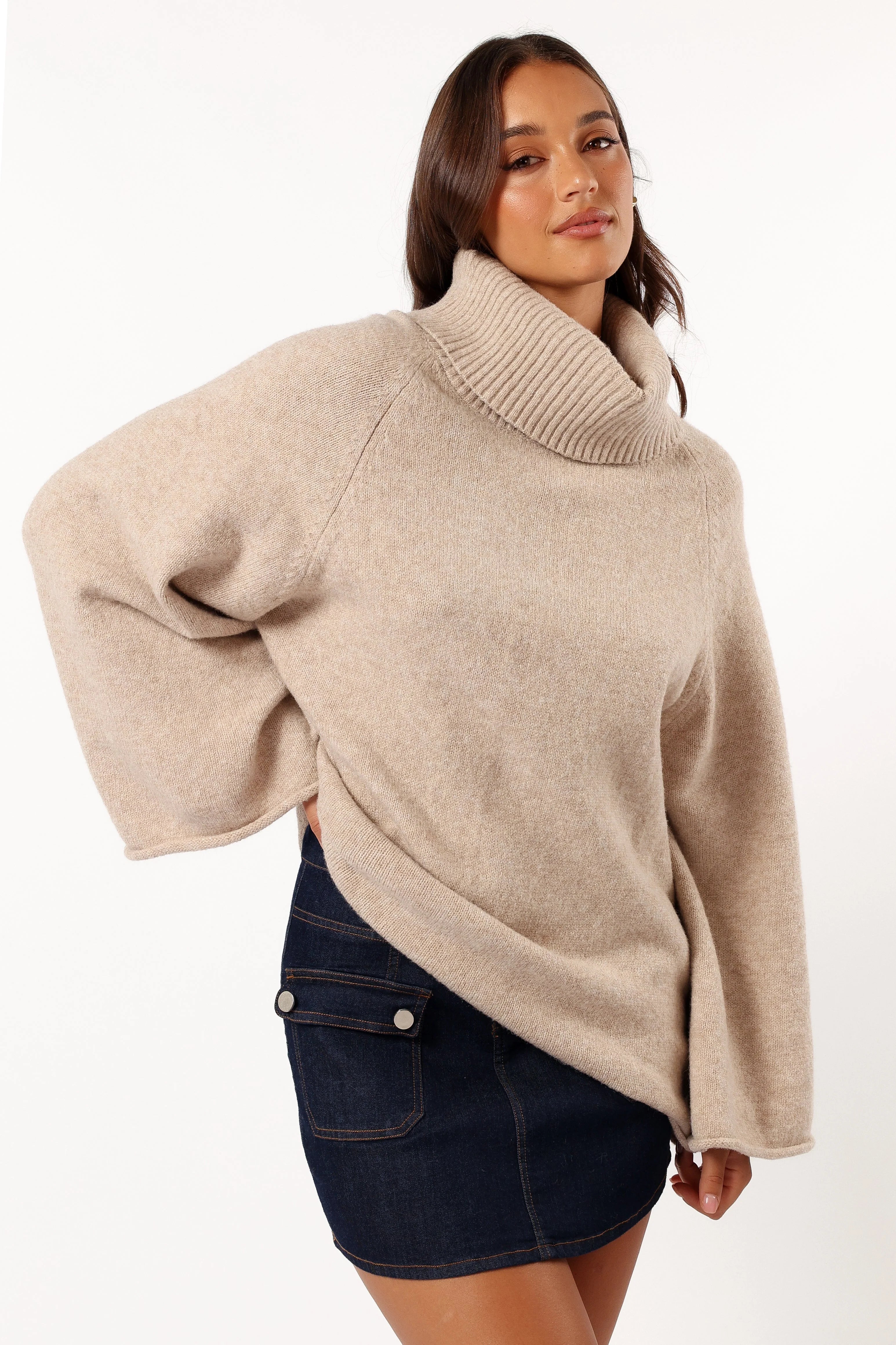 Bindy Cowlneck Knit Sweater Oatmeal