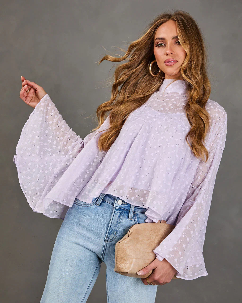 Balcony Breeze Floral Eyelet Blouse