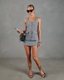 Chic Control Vested Linen Blend Gingham Mini Dress