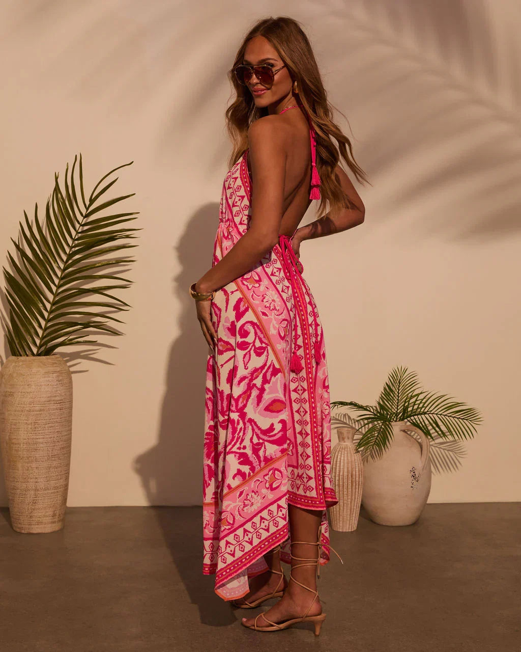 Vineyard Border Print Maxi Dress
