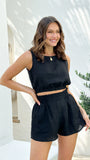 Aimee Linen Top Black