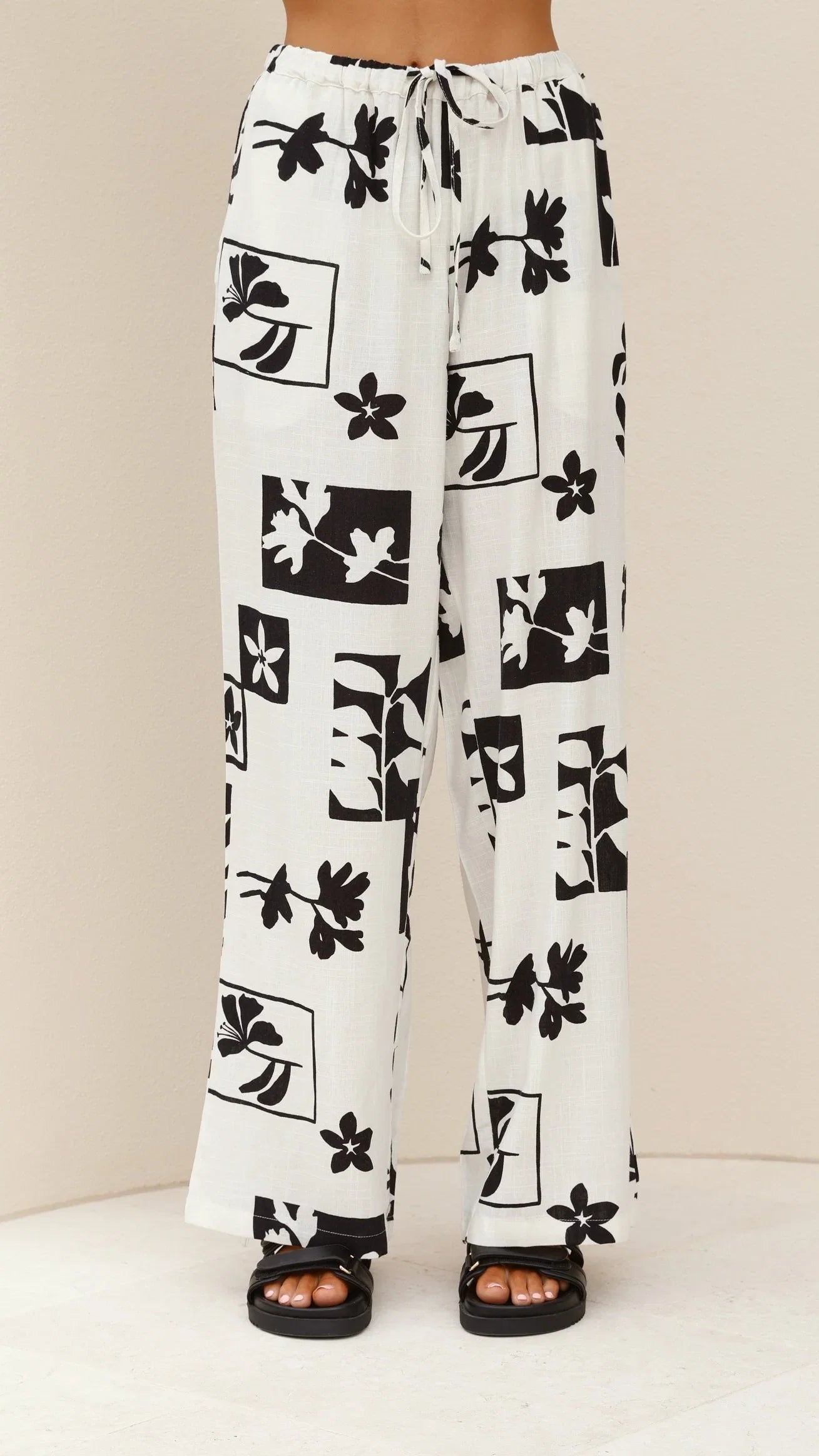 Samaya Pants White Black Print