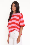 Zestora Tee Red Pink Stripe