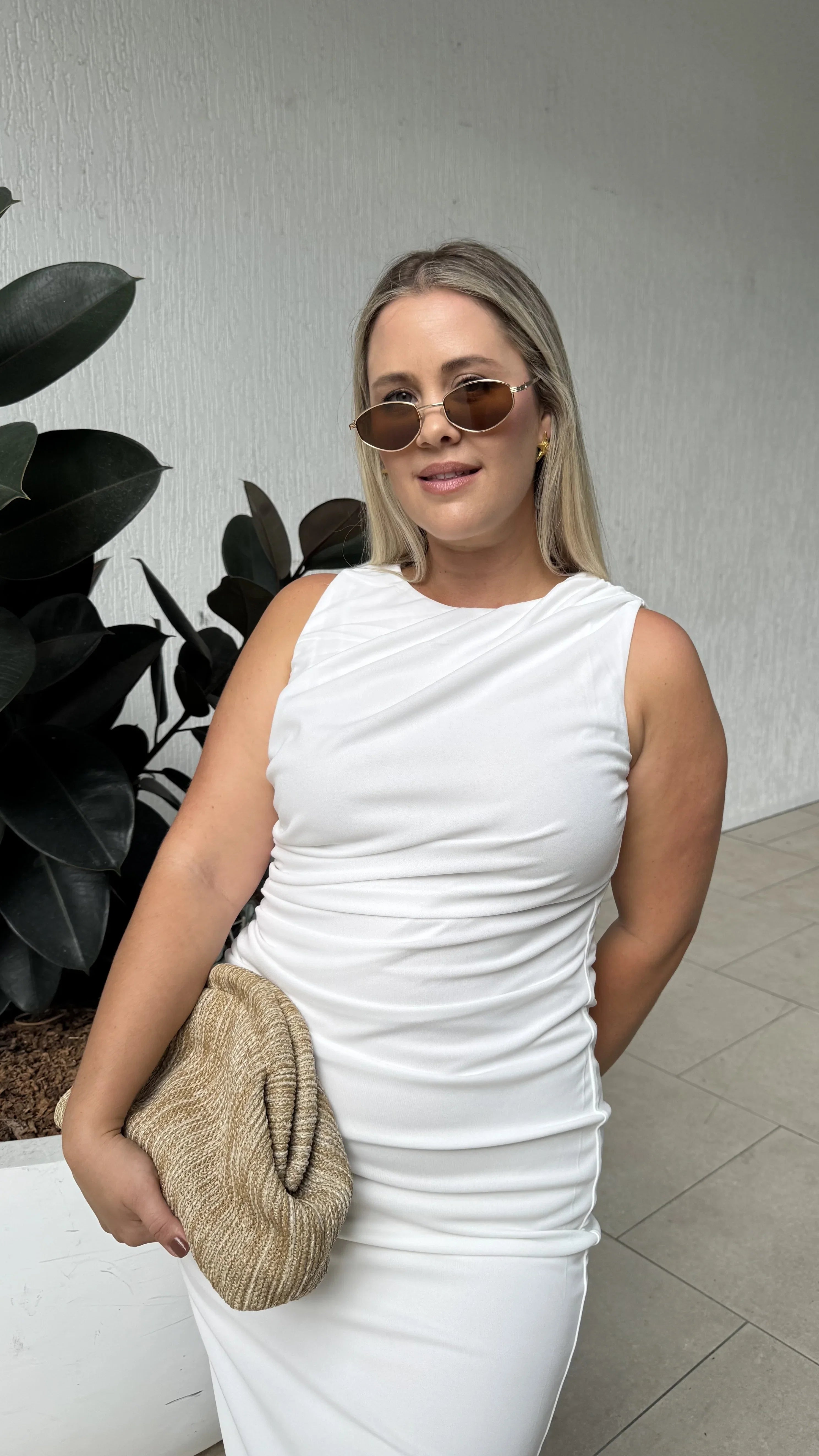 Sarsha Boatneck Maxi Dress White
