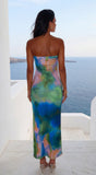 Calypso Tube Multi Color Print Maxi Dress Green Multi