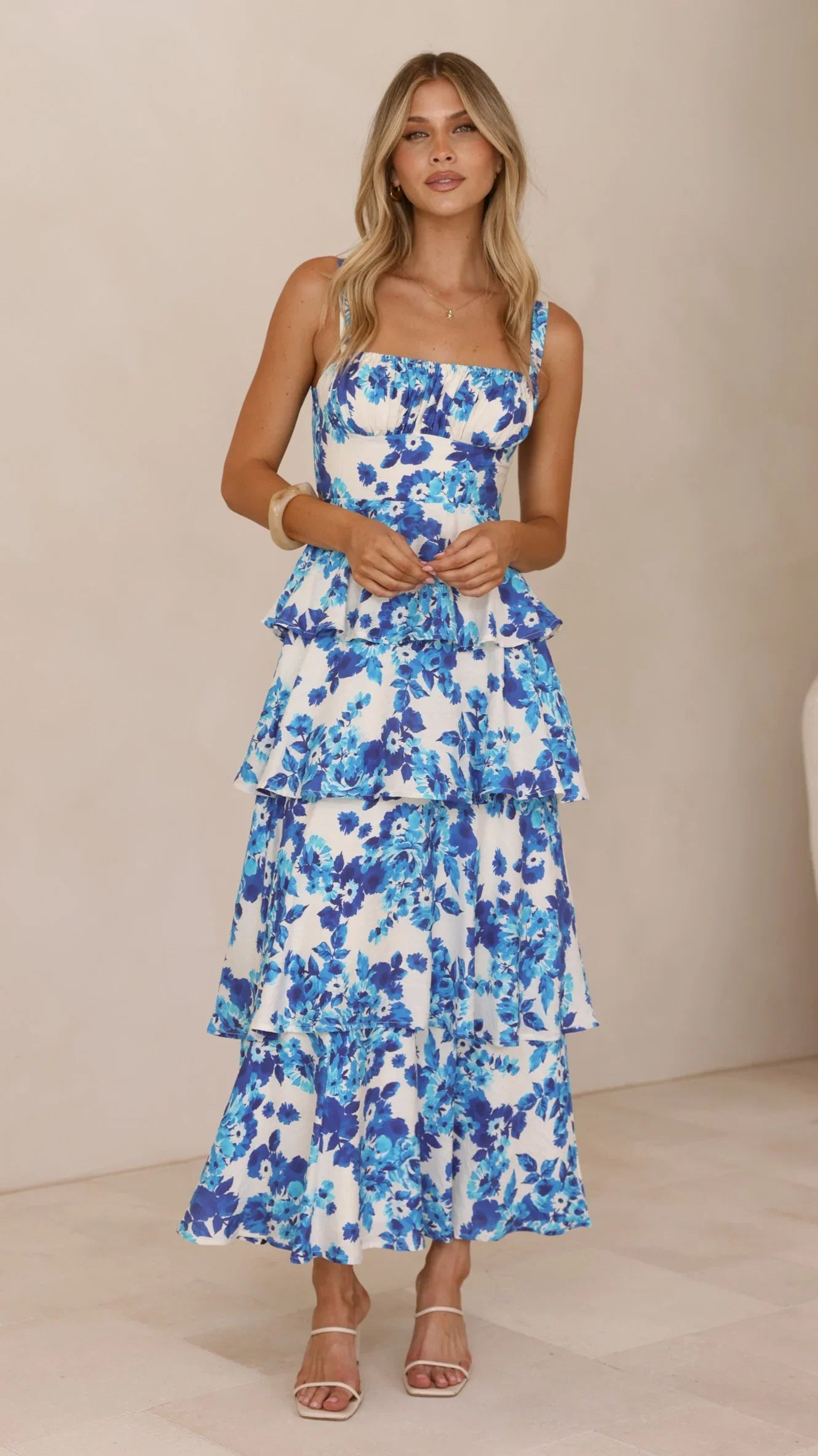 Odilia Maxi Dress Blue White Floral