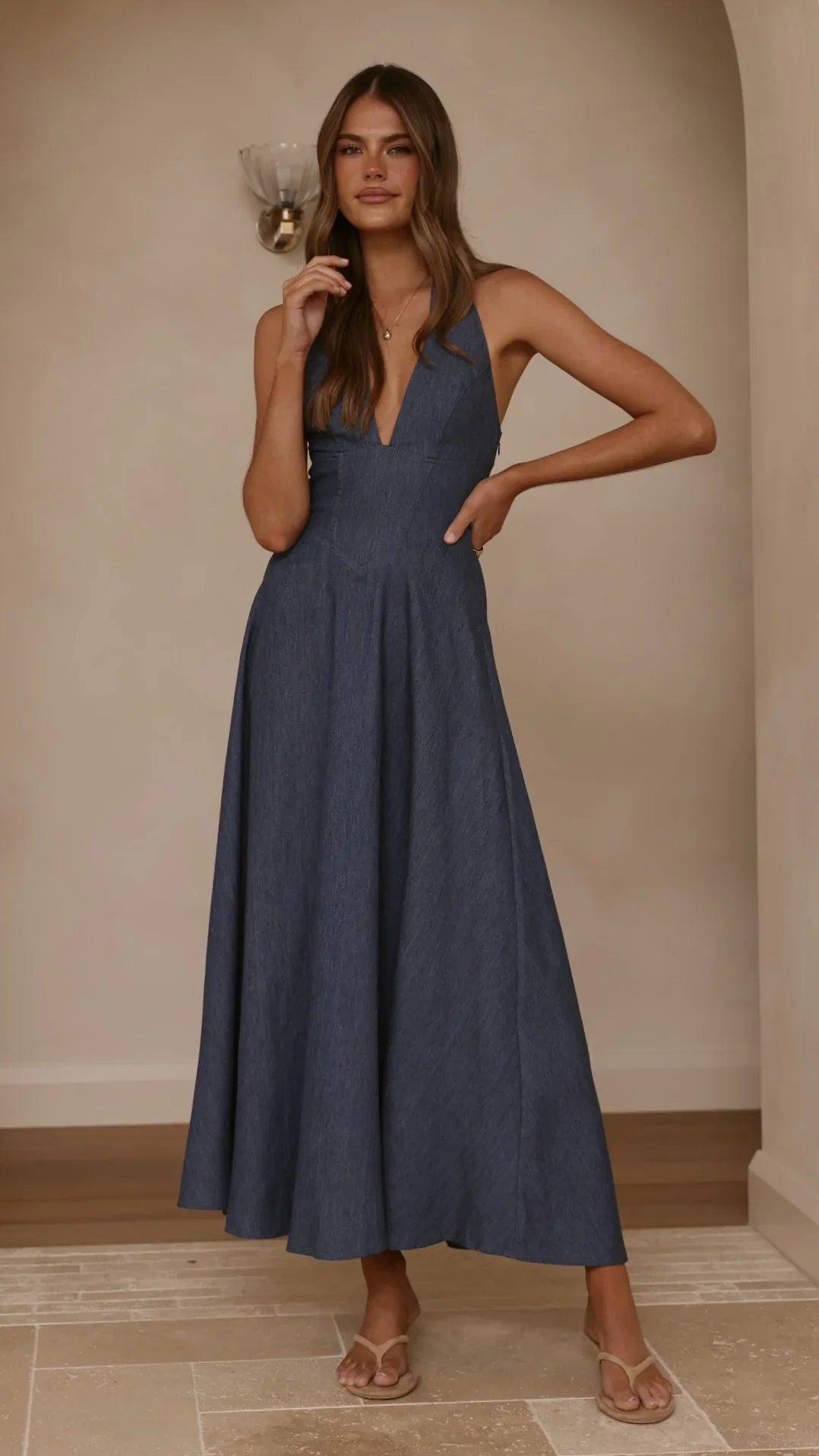 Skye Maxi Dress Steel Blue