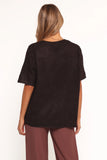 Morris Short Sleeve Oversized Sweater Tee Dark Chocolate