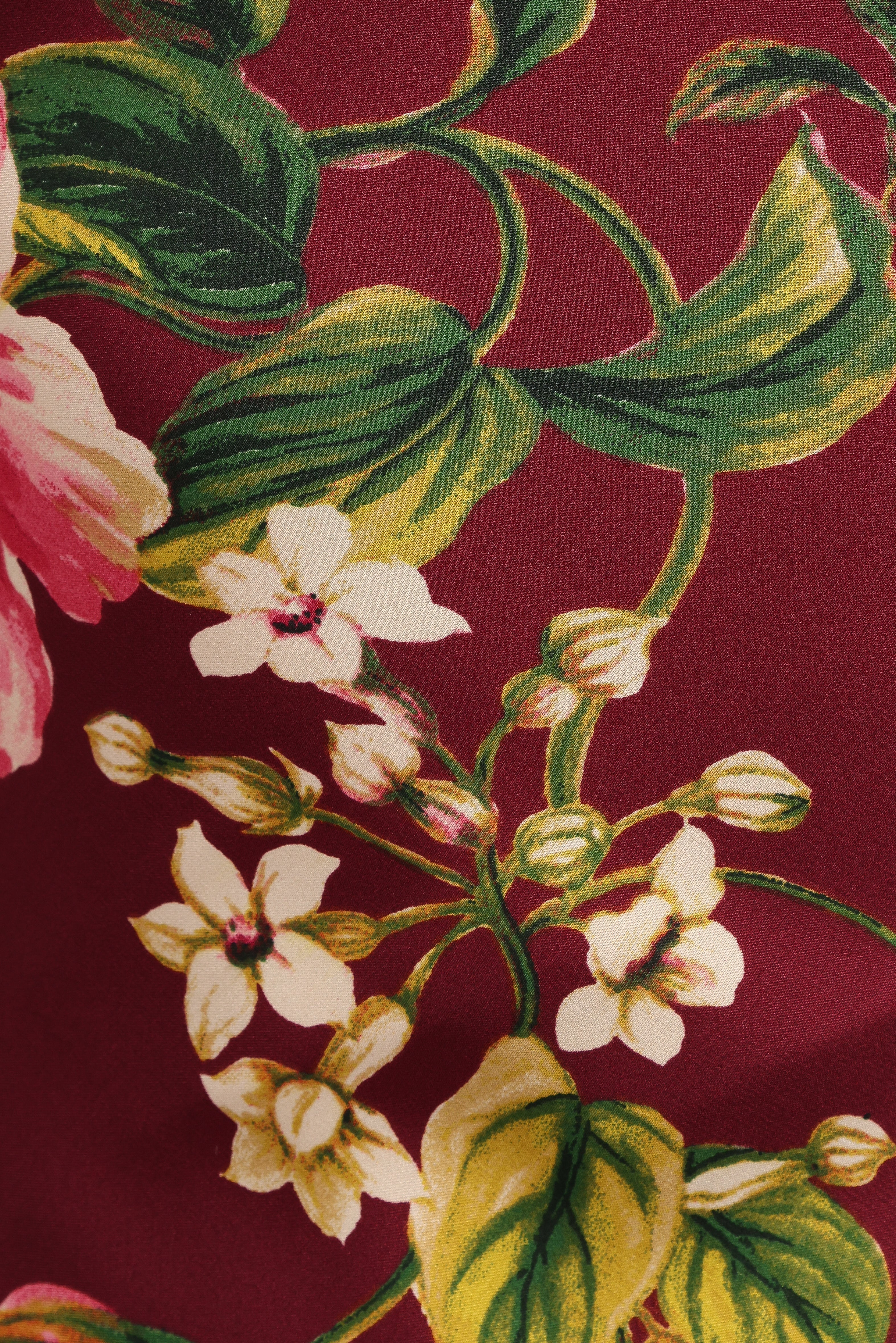 Bryden Maxi Strapless Dress Burgundy Floral