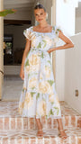 Chase Off Shoulder Maxi Dress Blue Peach Floral