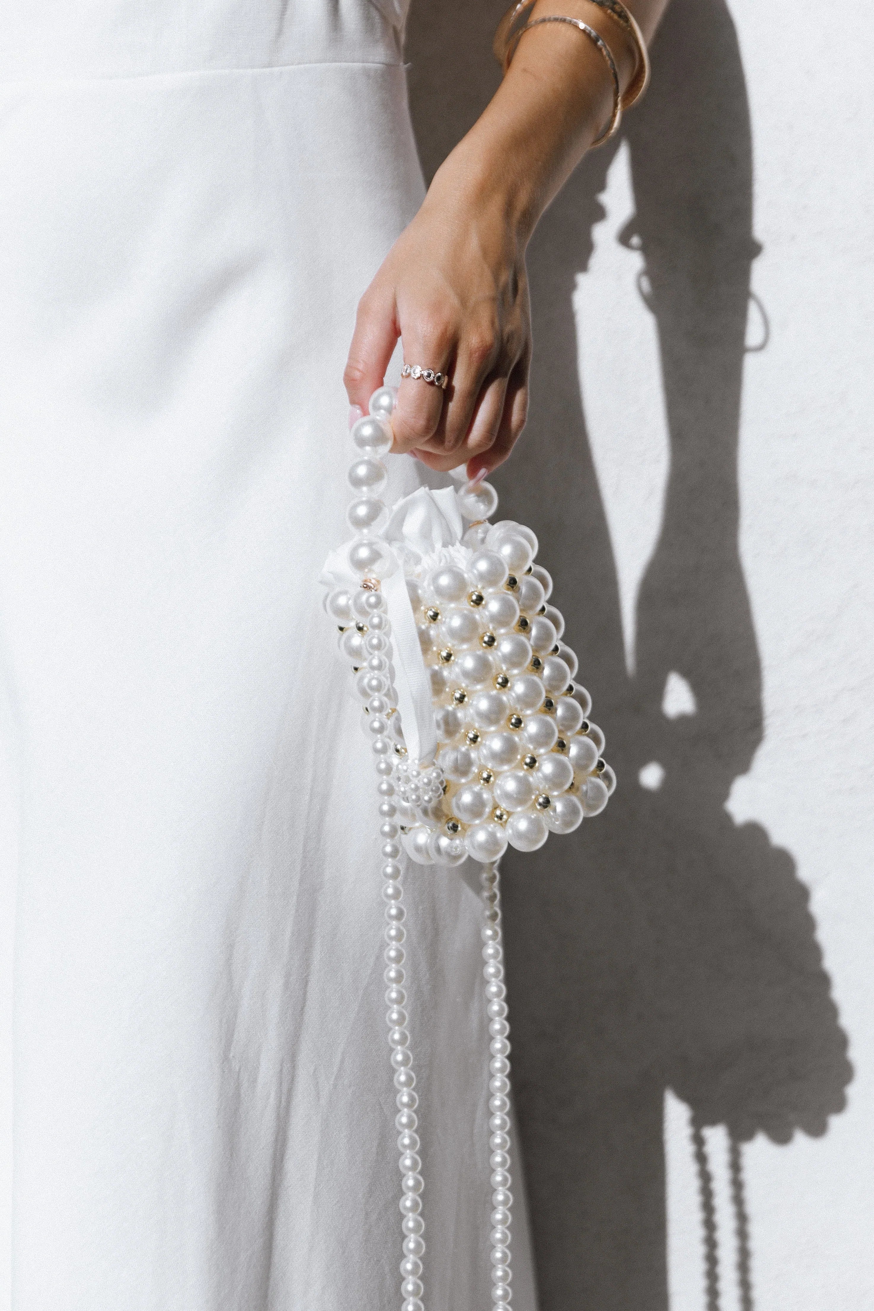 Eleanor Beaded Bag Pearl