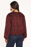Marla Cropped Bomber Cherry