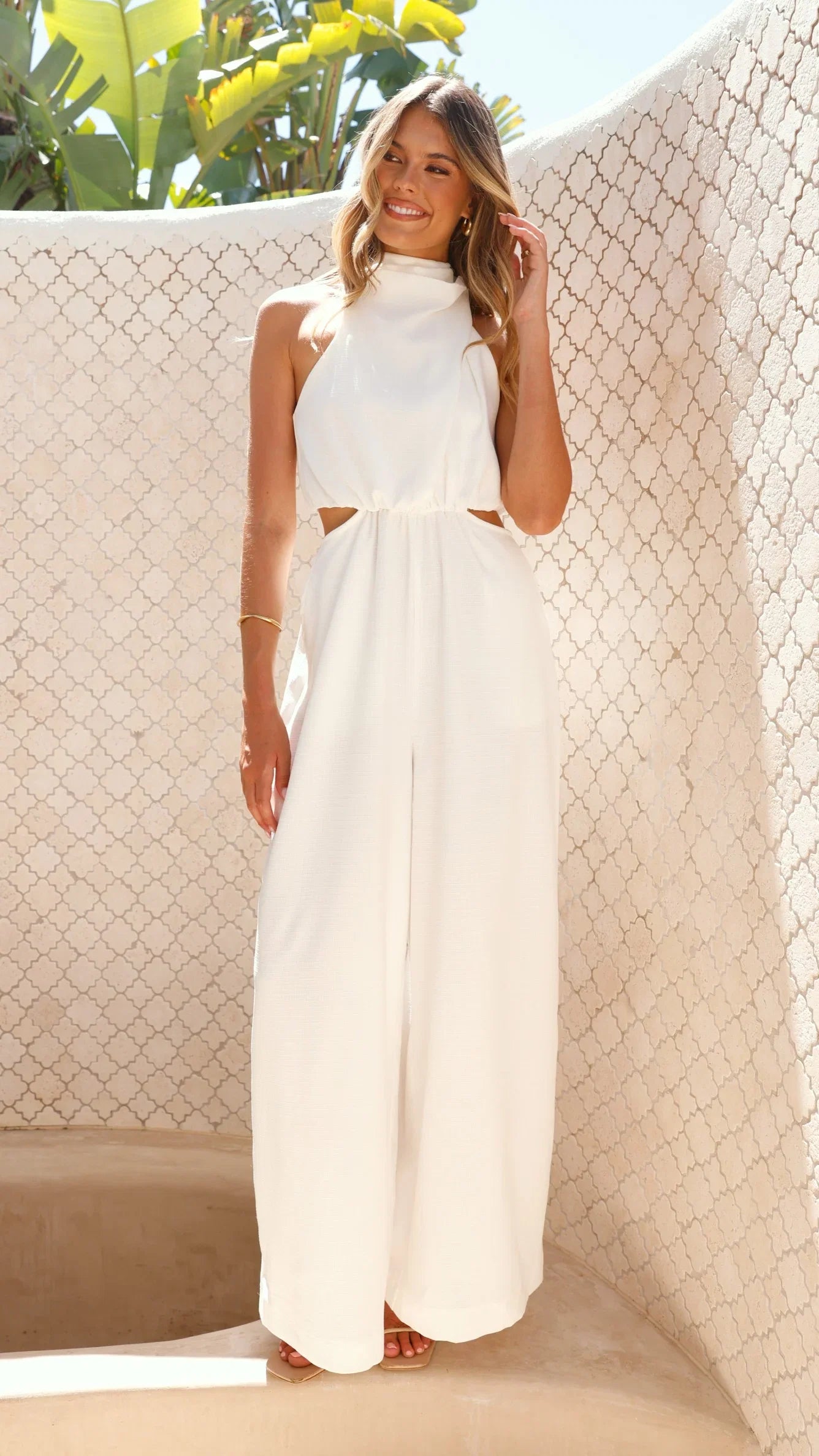 Lara Halter Neck Wide Leg Jumpsuit White